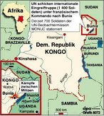 Infografik/ Landkarte: Konflikt im Kongo, Bunia; Großansicht [FR]