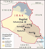 Infografik/ Landkarte: Bevölkerungsgruppen im Irak / DIE ZEIT Nr.17/ 2004