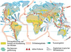 Weltkarte: Risiken durch Naturkatastrophen / Klett-Verlag