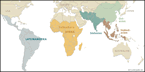 Weltkarte: arme Länder/ Großansicht in: DIE ZEIT 3/13.1.2005